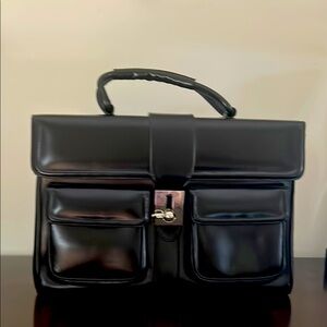 Black leather women’s briefcase made in Spain, unused